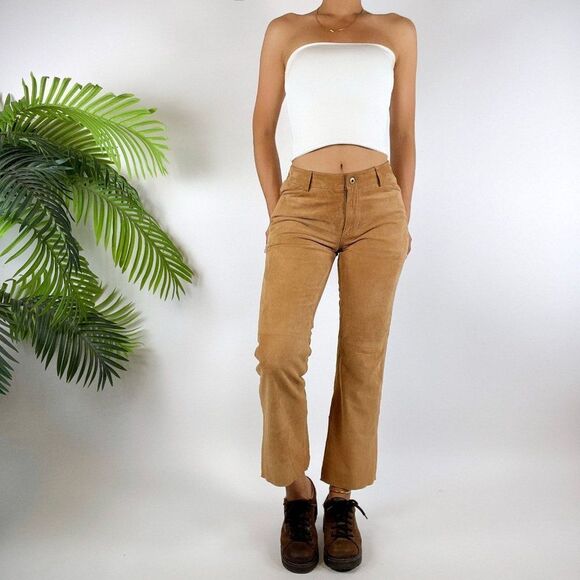 Vintage Y2K Timmy Hilfiger Boho Cowgirl Low Rise Western Suede Leather Pants / 0 - Picture 1 of 6